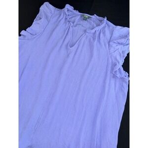 Terra & Sky Womens 2X Lavender Purple Ruffle Flutter Sleeve Viscose Blouse Top